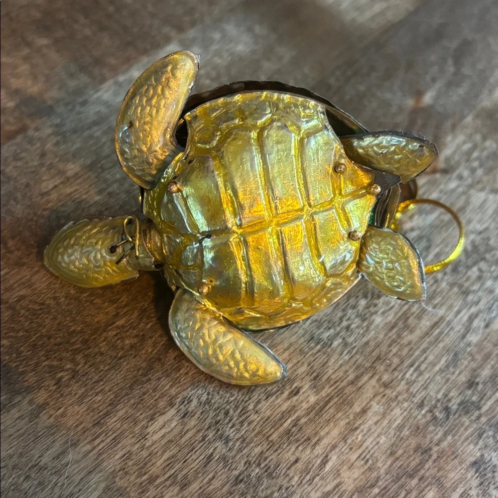 Green Turtle Ornament with Gold Accents - Picture 4 of 4